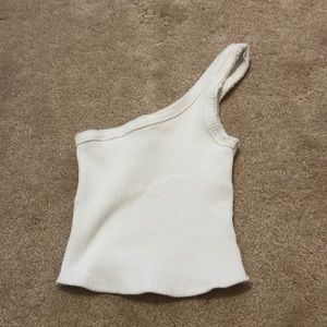 Urban Outfitters White One Shoulder Tank